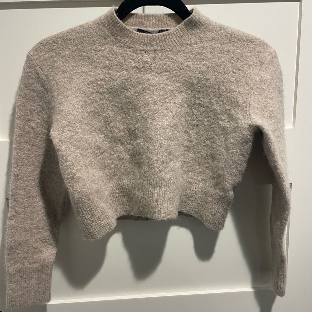 All Saints Cozy Soft Beige Women's Cropped Sweater - Picture 6 of 6